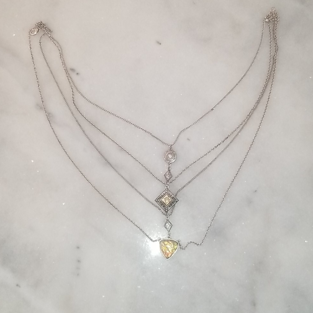 Opal-like and silver necklace